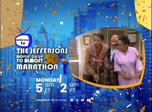 MONDAY! Next year “The Jeffersons” turns 50! But we’re so excited, we’re celebrating THIS year with a back-to-back marathon of their greatest episodes! That’s right! Spend your day with one of the funnest families in TV history! Watch “The Jeffersons - Movin’ On Up to Almost 50” Marathon! All day January 15th starting at 5AE | 2AP on Antenna TV! #antennatv #rewindtv #thejeffersons #retro #nostalgia | Antenna TV