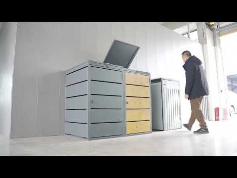 Outdoor Large Galvanized Steel Trash Can Enclosures Wheelie Bin Storage 1/2/3/4 Compartment Box
