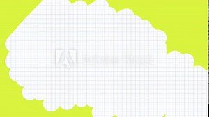 Animated video transition erasing yellow screen revealing white lined graph paper underneath