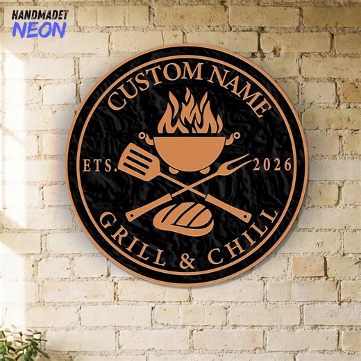 Custom BBQ Grill Sign Wall Art, Personalised Barbeque Decor, Outdoor Kitchen Sign, Father's Day Gift - Etsy