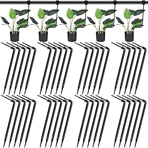 50 Pcs Angled Drip Emitter Watering Stake Drip Irrigation System, Precise Watering Irrigation for Container Garden and Hydroponics Growing Fits 1/8" Tubing(6 Inches)