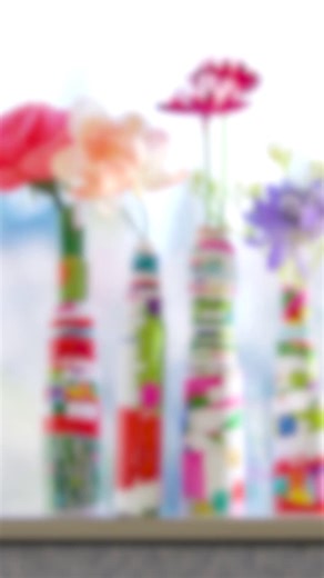 What to do with all that left over wrapping paper? 🎁 Easy! Craft these adorable miniature vases for drying florals and herbs. Let Mod Podge be your ultimate sealer, glue and finish for your winter break crafting. Follow us for more boredom busting craft ideas all season long and visit plaidonline.com for supplies! #PlaidCrafts #ModPodge | Plaid Crafts