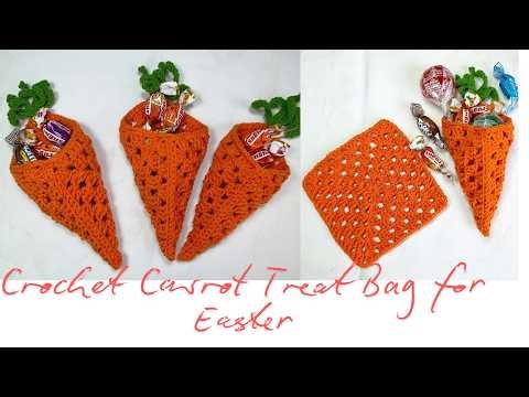 CROCHET CARROT TREAT BAG FOR EASTER | CROCHET CARROT BAG TUTORIAL | DIY