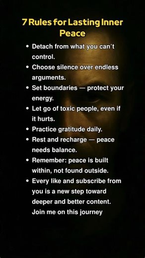 7 Rules for Lasting InnerPeace #innerpeace #psychology #psychologyfacts #quotes