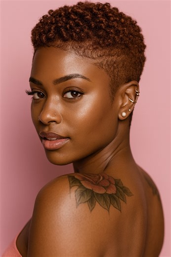 Short and natural curls shaped with a clean tapered finish — soft, confident, and effortlessly stunning. #shortcuts | StayGlam