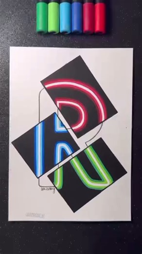 "R ❤️ letter drawing made with mixed neon light colours"