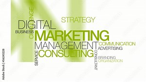 Digital Marketing management words tag cloud animation