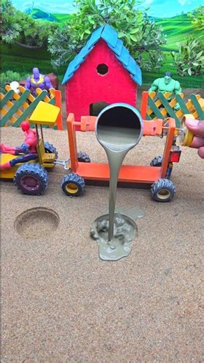 😱 Diy Real Working Mini Tractor Cement Pillar Making Machine | DIY Construction Video #youtubeshorts