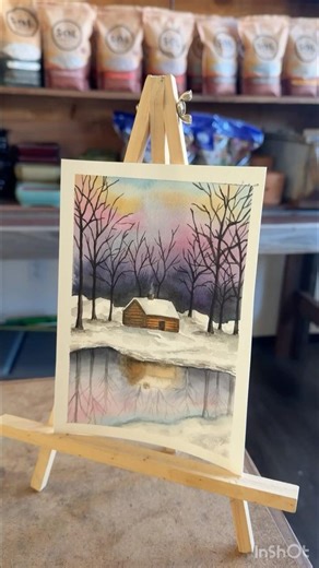 Got to teach a watercolor workshop on my winter cabin sunset painting! Had so much fun ❄️