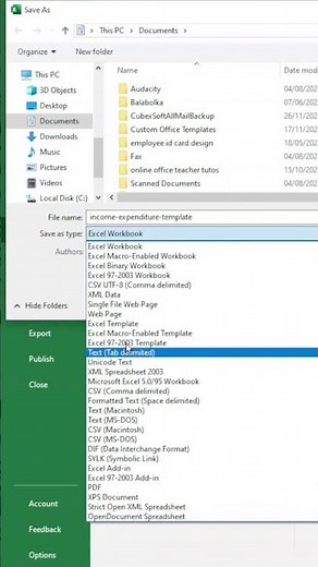 Save Excel as a Template