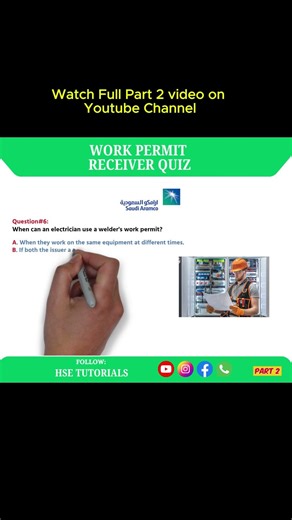 Latest Aramco Work Permit Receiver Exam Quiz#6 | 100 WPR Exam Question and Answer. #shorts #wpr