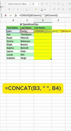 How to Combine First and Last Name in Excel Using CONCAT