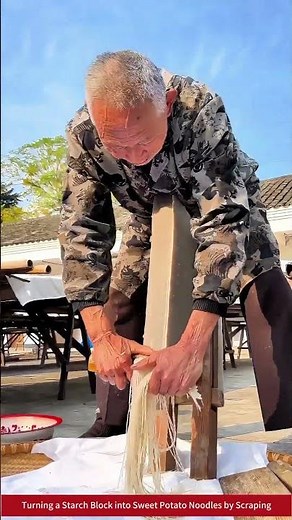 A Traditional Method : Hand-Scraping Sweet Potato Noodles from a Block