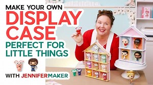 15K views · 204 reactions | Do you have some small collectables that you aren’t sure how to display and are looking for an inexpensive option to do so? Watch and learn as I show you how to make your own DIY display case with Kraftboard or cardstock that creates the perfect house-shaped display for small things like Cricut Cuties, small Funko Pop Figures and other keepsakes! Get the free cut file on my blog at: https://jennifermaker.com/diy-display-case | JenniferMaker.com | Facebook