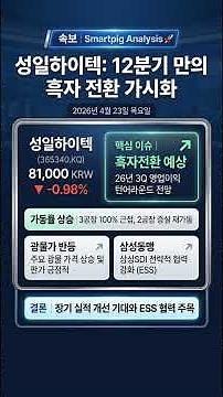 성일하이텍, 12개 분기 만의 흑자 전환 가시화와 생산 능력 확대