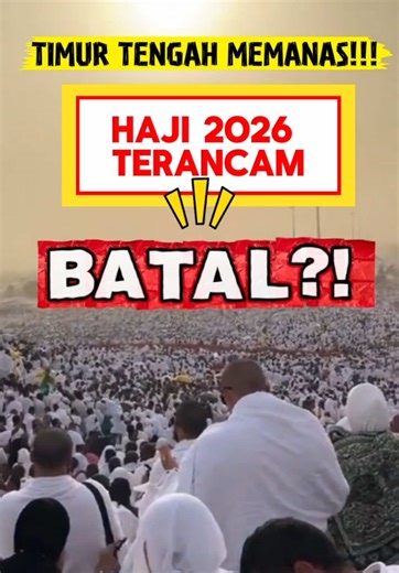 FAKTA NYA: Sampai sekarang Haji 2026 belum dibatalkan. Tetapi situasi Timur Tengah memang memanas dan mulai berdampak pada umrah dan penerbangan, sehingga muncul kekhawatiran soal haji. 1. Kenapa muncul isu haji 2026 bisa batal * Ketegangan militer di Timur Tengah meningkat, terutama konflik yang melibatkan Iran, Israel, dan Amerika Serikat. * Banyak maskapai membatalkan atau mengalihkan penerbangan ke kawasan tersebut. * Akibatnya sebagian jamaah umrah tertunda atau batal berangkat, bahkan ada 