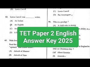 TET Paper 2 English Answer Key 2025