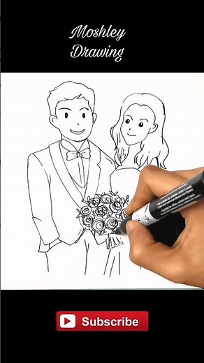 Drawing Bride and Groom #shorts
