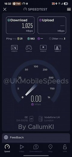 1000Mbps EE 4G Speedtest in London, UK #telecom #ukmobilespeeds