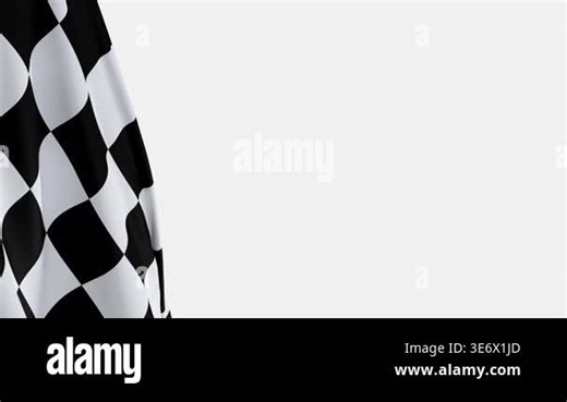 Checkered flag waving on left side, racing finish line animation with copy space, customizable background - 3D rendering Stock Video Footage - Alamy
