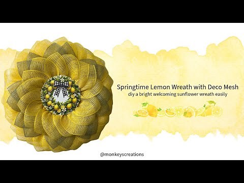 Springtime Sunflower Wreath with Deco Mesh #howto ‪@MonkeysCreations‬