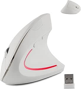 Wireless Mouse Ergonomic Vertical Ergo High Presion Optical Lightweight Cordless LED Light Cute Wireless Mice for Laptop Computer Mac Office Girl Boy Women Men Gift,800/1200/1600 DPI,6 Buttons