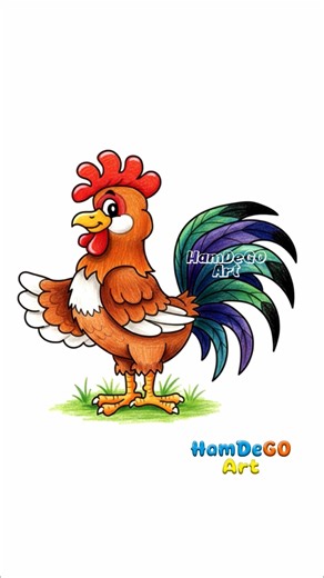 10K views · 122 reactions | Learn to Draw a Cool ROOSTER Step-by-Step! ☀️ AWESOME & Easy Farm Drawing Ideas for Beginners! ✨ #drawingtutorial #howtodraw #rooster #roosterdrawing #easydrawing #simpleart #beginnerart #stepbystep #viralart #fyp #trending #arttok #farmart #animaldrawing #kidsart | Hamdego Art | Facebook