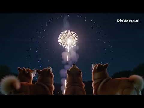 Shiba looking at fireworks 🎆#happy new year!🎉🎊