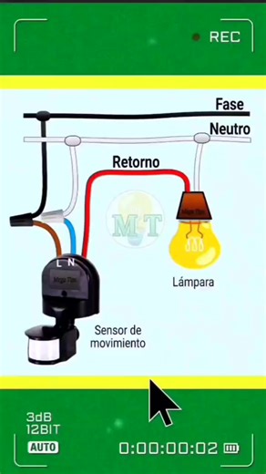 Como conectar una lámpara con sensor de movimiento. #electricista #construction #electric #electricidad #tips | Mega Tips