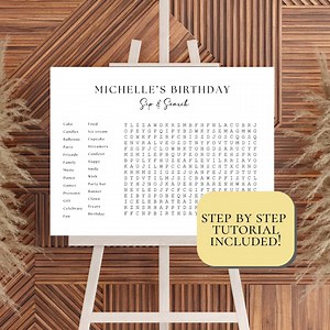 Custom Birthday Word Search Template, Personalized Sip and Solve Birthday Wordsearch, Birthday Puzzle Giant Word Search Printable Canva Game - Etsy