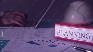 Construction Project manager working on Construction project planning, gantt chart, plan and schedule