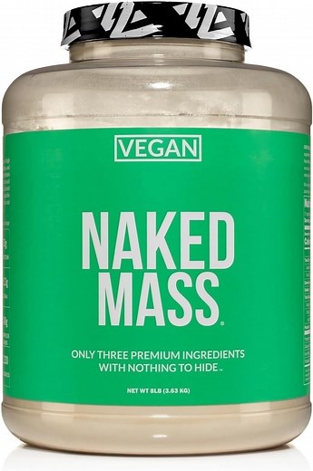NAKED Vegan Mass - Natural Vegan Weight Gainer Protein Powder - 8Lb Bulk, GMO Free, Gluten Free, Soy Free & Dairy Free. No Artificial Ingredients - 1,230 Calories - 11 Servings