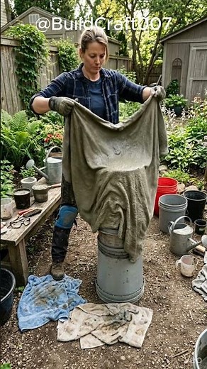 DIY Concrete Towel Planters 😱🌿 | INSANE Cement Garden Transformation