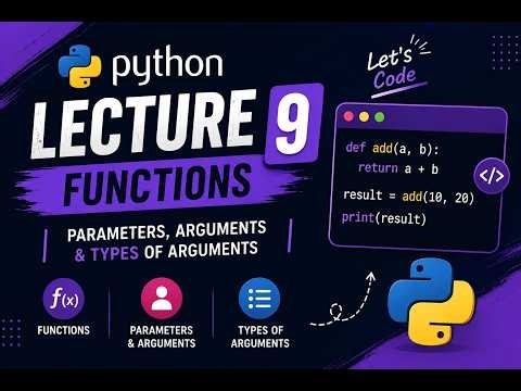 Python Tutorial for Beginners🐍 | Lecture 9 |Functions, parameters, arguments, type of arguments