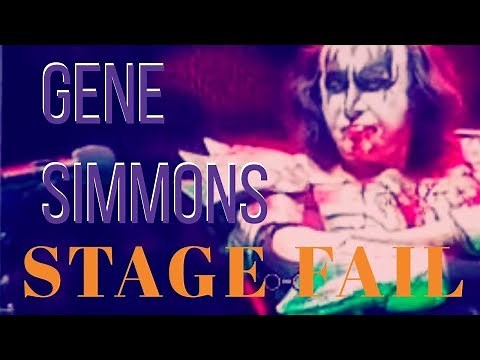 Gene Simmons KISS Concert Fail - Breaks Microphone Stand - Gets Even More Annoyed Waiting For Help