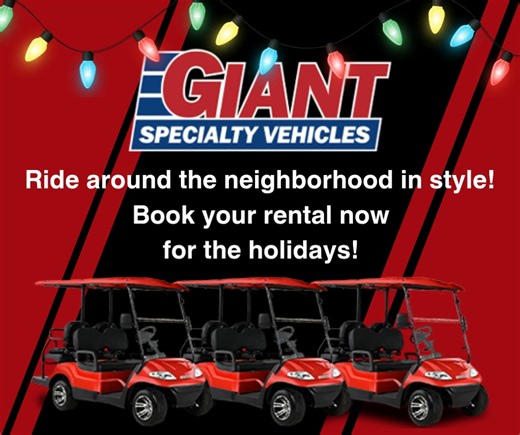 Call today for pricing and availability. 4 Passenger and 6 Passenger available | Giant Specialty Vehicles | Facebook