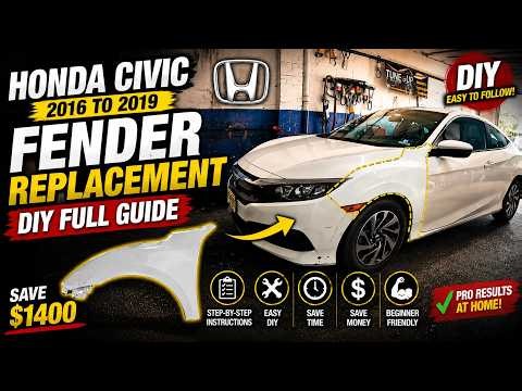 Replacing Fender on Honda CIVIC 2016 2017 2018 2019 (DIY) SAVE $1400