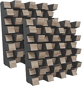 (2 Pack) — Sound Acoustic Studio Diffuser «Sirius» | 2D QRD | Diffusion - Reflection - Absorption - Soundproofing - Insulation | Wall Art Panel | (20"x20"x6" (50x50x15.3cm), Sonoma)