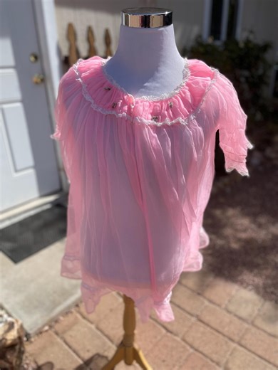 Vintage 60s Pink Sheer Baby Doll Nightie Mod Cute Girlie Nylon - Etsy