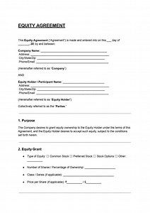 Equity Agreement Template | Shareholder and Partnership Contract | Editable DOC & PDF - Etsy