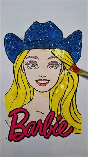 Satisfying Barbie Cowgirl Illustration with Glitter ✨ #art #drawing