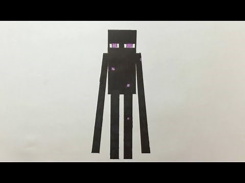Dibujando y pintado a Enderman - Drawing Enderman Minecraft