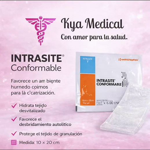 Intrasite Aposito 🧡 Modo de acción INTRASITE™ CONFORMABLE combina las ventajas del INTRASITE™ GEL con un apósito de tejido no tejido que facilita el tratamiento de heridas superficiales, cavitadas, abiertas o socavadas. El soporte de tejido no tejido asegura que el gel permanece en contacto con la totalidad de la superficie de la herida. • Elimina tejido necrótico y esfacelado INTRASITE™ CONFORMABLE elimina esfacelos y tiene una acción desbridante suave pero efectiva a través de la absorción de