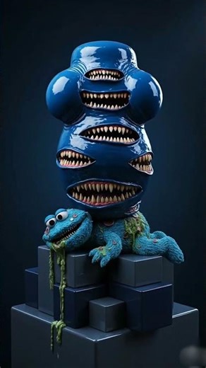 Blue Cylinder and Crumbled Cookie Monsters | 3D Cartoon Horror Comedy Short