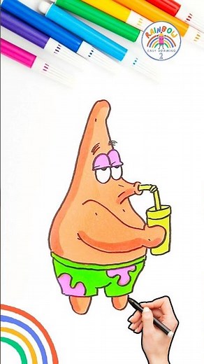 Patrick Star Drawing Shorts | How to Draw SpongeBob Squarepants Patrick Star Easy 🌈⭐ #patrickstar