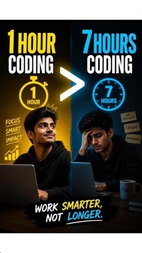 🚀 1 Hour Coding vs 7 Hours Coding? 😱 #shorts #telugu #careergrowth #coding #students #techcareers