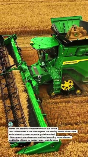 Smart Wheat Harvesting with John Deere Combine 🚜🌾 #FarmingTech #Harvest #Agriculture