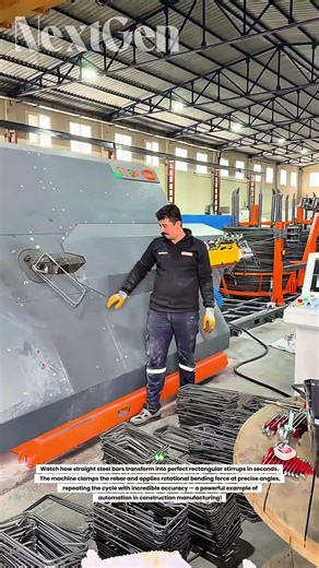 Mass Production of Rebar Stirrups! Powerful Automatic Bending Machine at Work