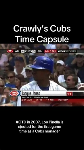It was #OTD in 2007 that Lou Pinella was ejected from a game for the first time as #Cubs manager. It was Lou’s first year managing the team and the Cubs started the season with a disappointing 22-30 record. The Cubs were trailing 4-3 after blowing a three-run lead and it looked like they would lose their sixth straight game. With no outs, Angel Pagan, the tying run, was at second base. Braves pitcher Rafael Soriano threw a ball in the dirt, Pagan ran to third, but catcher Jarrod Saltalamacchia p