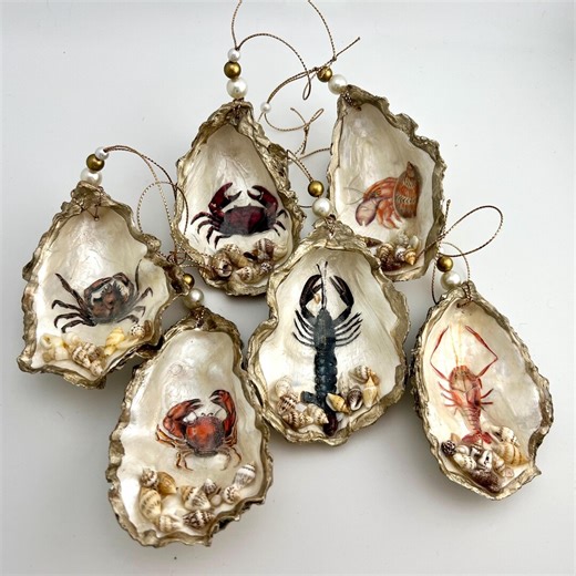 Crustaceans Oyster Shell Ornament Set - Etsy